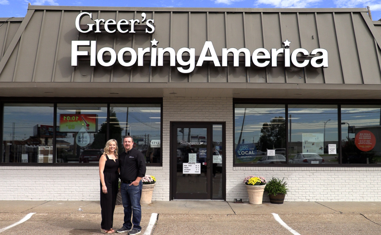 Greer flooring America storefront owners