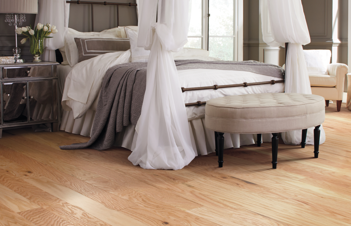 Hardwood flooring in bedroom